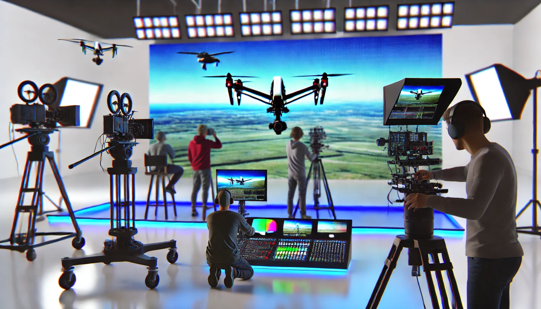 a modern film set with advanced technology.